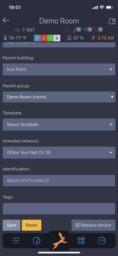GridRabbit mobile device edit screen