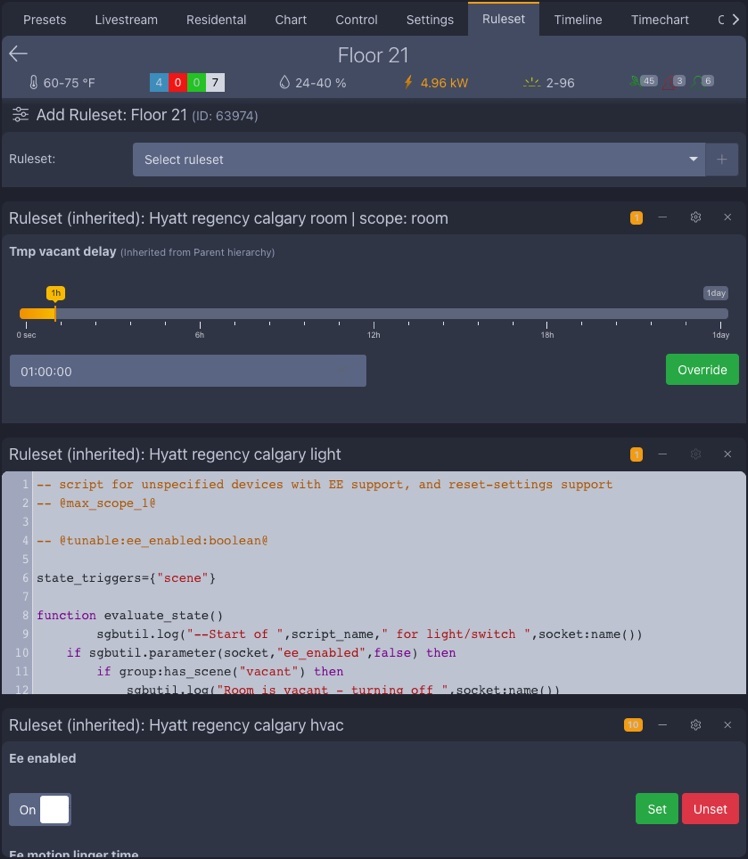 GridRabbit ruleset controls with generated UI elements